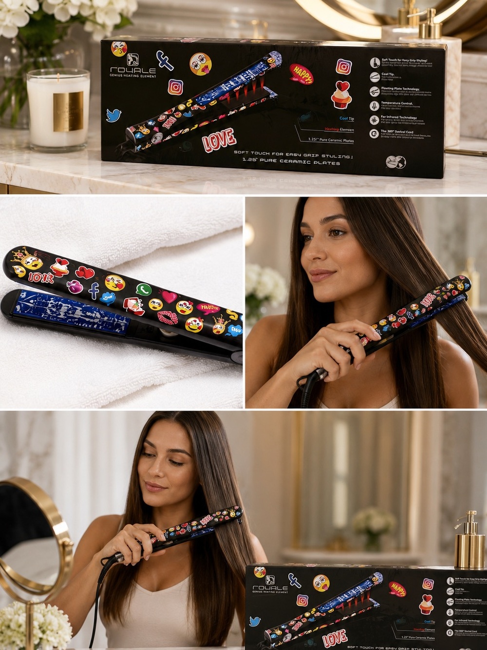 ROYALE PLATINUM Platinum Genius Heating Element Flat Iron - Emoji S062P-S